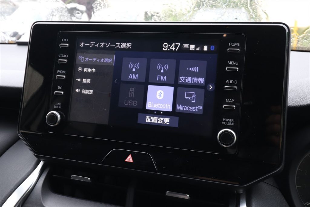 トヨタ・ディスプレイオーディオでのオーディオソース選択画面