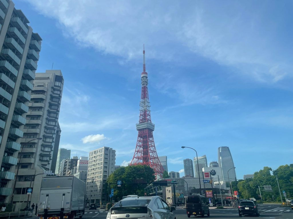 都道480号を走らせると、正面に東京タワーが 
